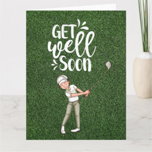 Golf Get well Snart med golfer golfing på grönt Kort