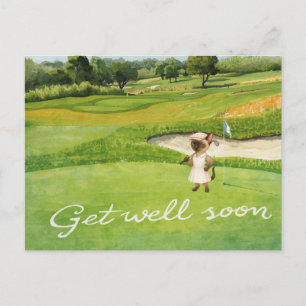 Golf Get well Snart med golfer golfing på grönt Vykort