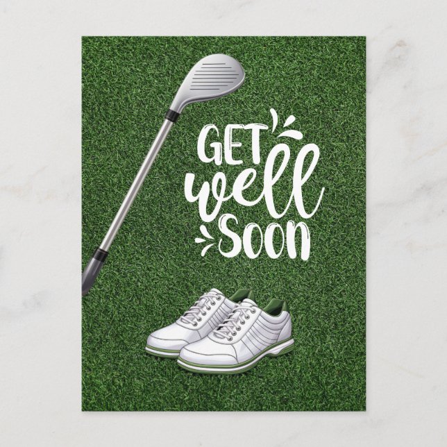 Golf Get well Snart med golfer golfing på grönt Vykort (Framsida)