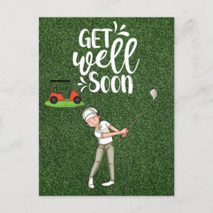 Golf Get well Snart med golfer golfing på grönt Vykort