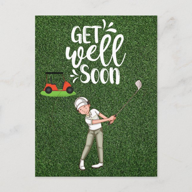 Golf Get well Snart med golfer golfing på grönt Vykort (Framsida)