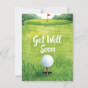 Golf Get well Soon Card - Watercolor Golf Course Vykort