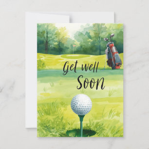 Golf Get well Soon Card - Watercolor Golf Course Vykort