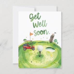 Golf Get well Soon Card - Watercolor Golf Course Vykort