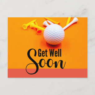 Golf Get well Soon med golf boll och T-vykort Vykort