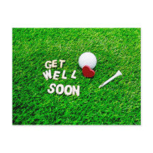 Golf Get well Soon med golf boll på grönt kärlek
