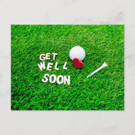 Golf Get well Soon med golf boll på grönt kärlek Vykort