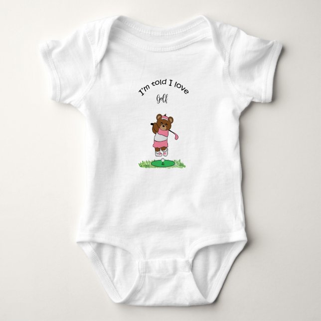 Golf Gift for Baby Shower Flicka Golfer T Shirt (Framsida)
