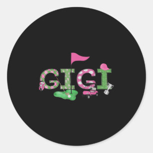 Golf Gigi Nk hål-i-ett golf 1-års födelsedagsflick Runt Klistermärke