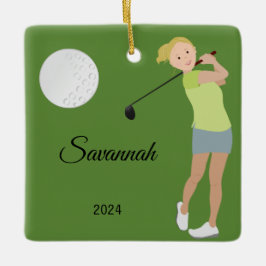 Golf Girl Blonde Julgransprydnad Keramik