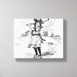Golf Girl Golfing Vintage Art Canvastryck