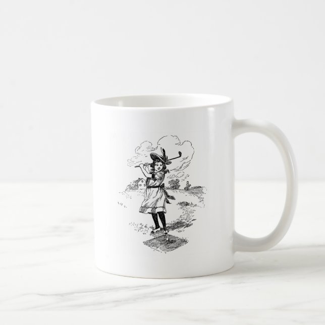 Golf Girl Golfing Vintage Art Kaffemugg (Höger)