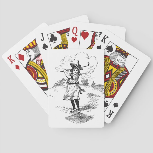Golf Girl Golfing Vintage Art Spel Kort (Baksidan)
