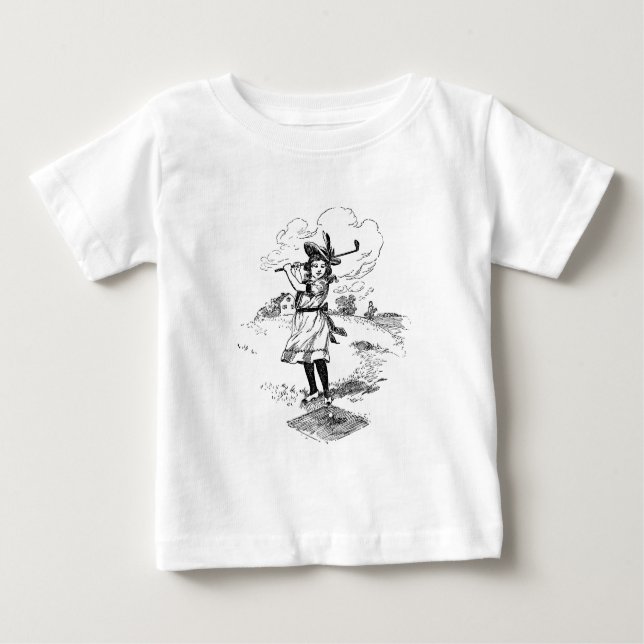 Golf Girl Golfing Vintage Art T Shirt (Framsida)