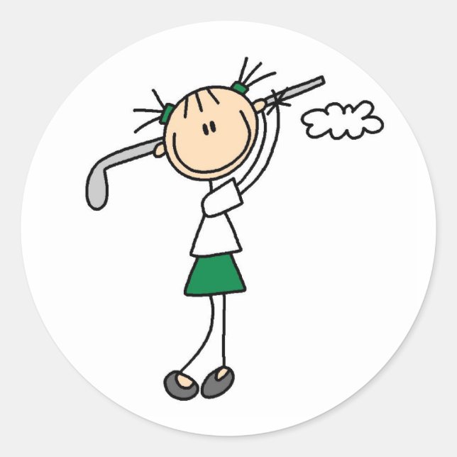 Golf Girl Sticker Runt Klistermärke (Framsida)