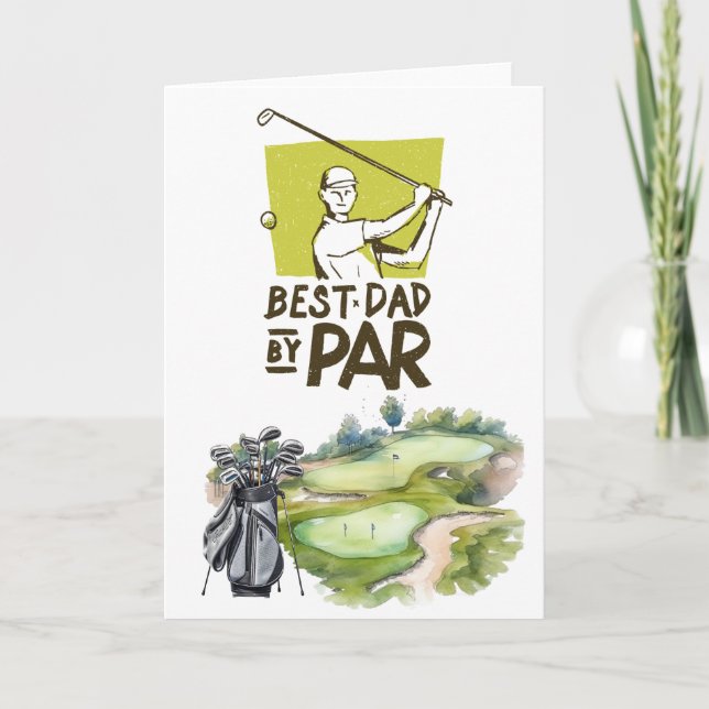 Golf  Glad fadersdag bästa pappa på par Kort (Framsida)