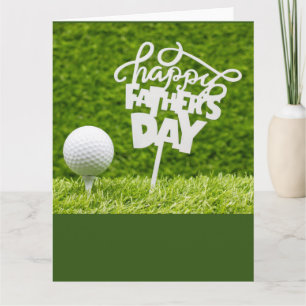 Golf Glad fars dag med tee och boll på grönt Kort