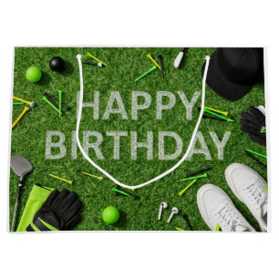 Golf Glad födelsedag på grön stor presentpåse