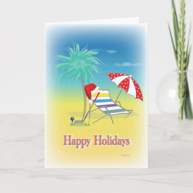 GOLF Glad helg Santa Hat Funny Card Kort (Framsida)