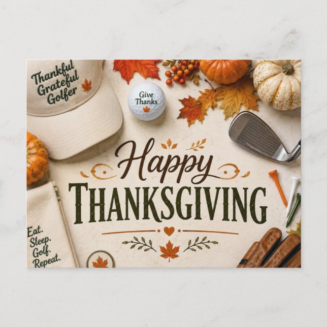 Golf Glad Thanksgiving tema Vykort (Framsida)