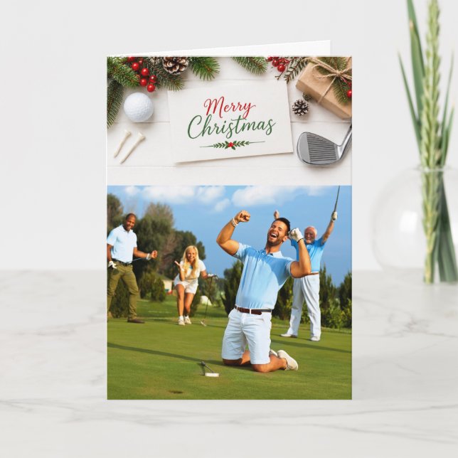 Golf God Jul Familjefoto  Jul Kort (Framsida)