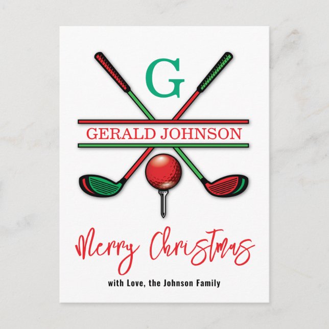 Golf God Jul-Firande Design Vykort (Framsida)