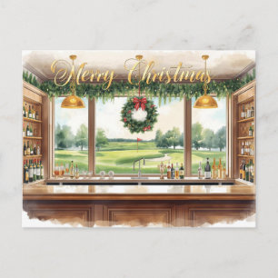 Golf God Jul från golfbanans klubbhus Helg Vykort