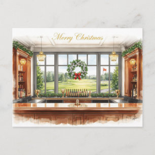 Golf God Jul från golfbanans klubbhus Helg Vykort