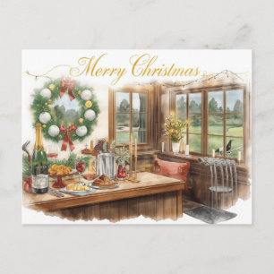 Golf God Jul från golfklubbens klubbhus Helg Vykort
