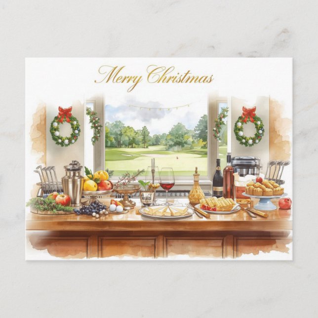 Golf God Jul från golfklubbens klubbhus Helg Vykort (Framsida)