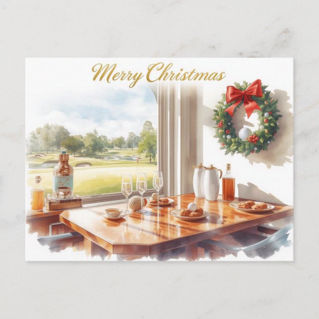 Golf God Jul från golfklubbens klubbhus Helg Vykort (Framsida)