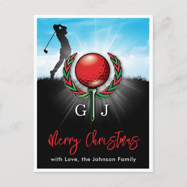 Golf God Jul-Helg Design Vykort (Framsida)