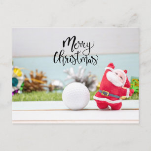 Golf God jul med boll och Jultomten Vykort