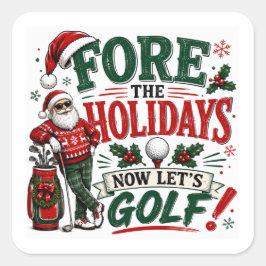 Golf God Jul med boll och tomte Fyrkantigt Klistermärke