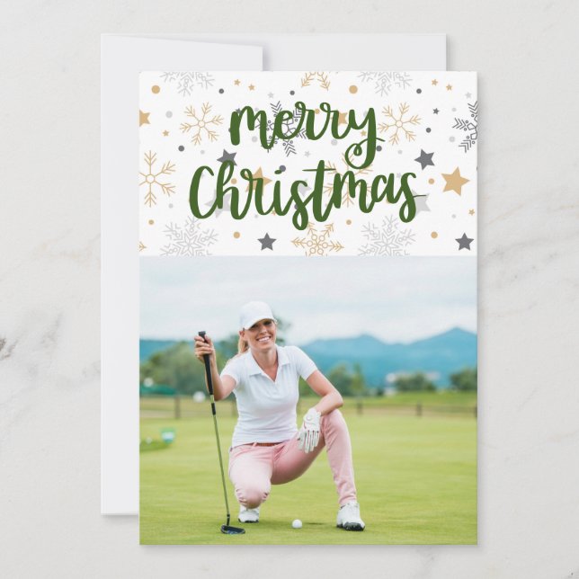 Golf God jul med eget foto Julkort (Framsida)