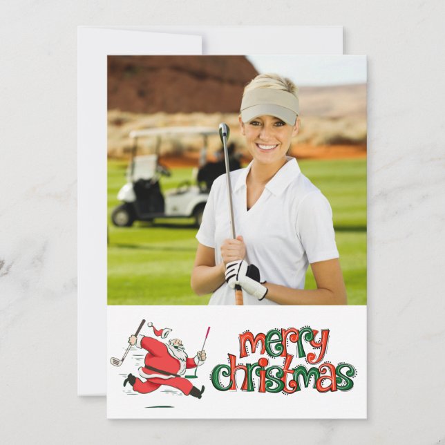 Golf God jul med eget foto Julkort (Framsida)