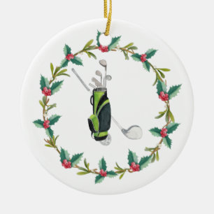 Golf God jul med glaspåse och krans Julgransprydnad Keramik