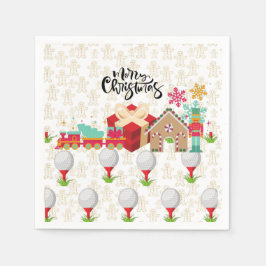 Golf God jul med golfpresenter i röd låda Pappersservett