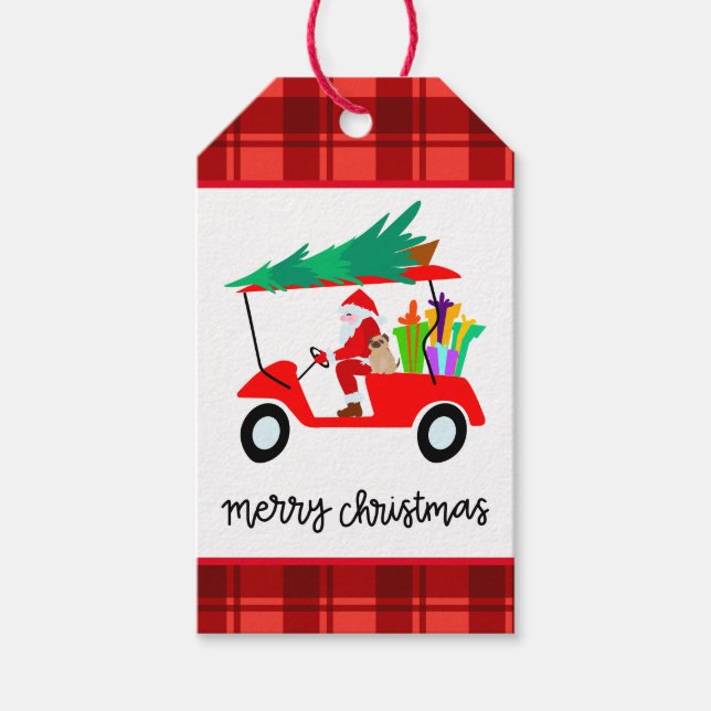 Golf God jul med julgolvvagn Presentetikett (Framsidan)