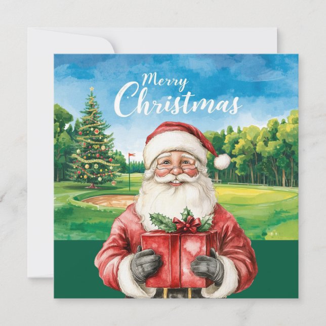 Golf God jul med Jultomten för golfer (Framsida)