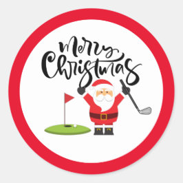 Golf God jul med Jultomten golfbanor Runt Klistermärke