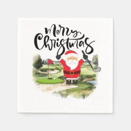 Golf God jul med Jultomten Golfing Pappersservett