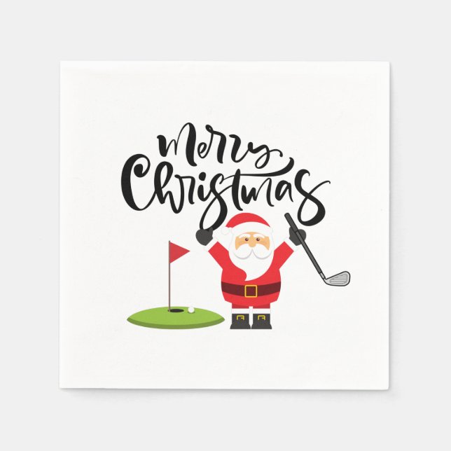 Golf God jul med Jultomten Golfing Pappersservett (Framsidan)