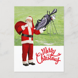 Golf God jul med Jultomten i flagga Helg Vykort