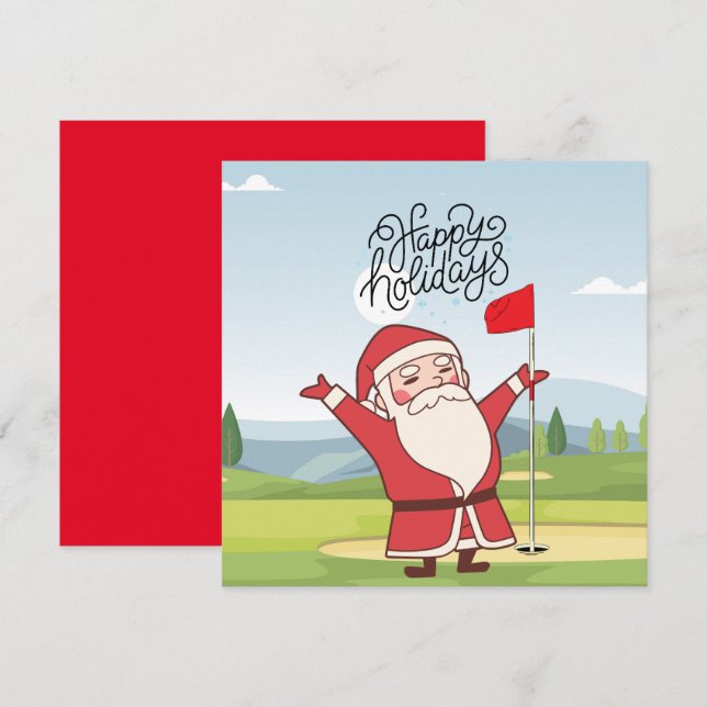 Golf God jul med Jultomten i flagga Kort (Fram/baksida)