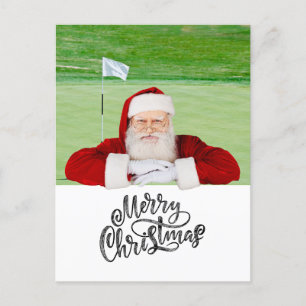 Golf God jul med Jultomten i flagga Vykort