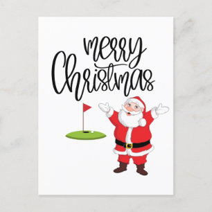 Golf God jul med Jultomten i flagga Vykort