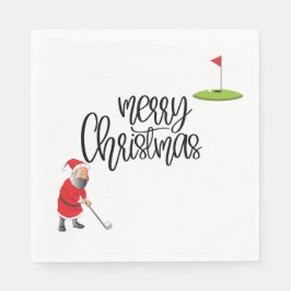 Golf God jul med Jultomten och flagga Pappersservett