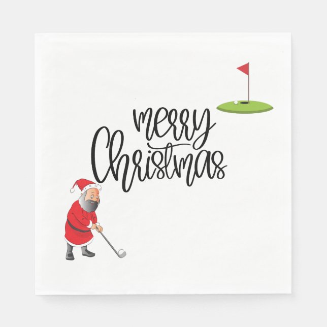 Golf God jul med Jultomten och flagga Pappersservett (Framsidan)
