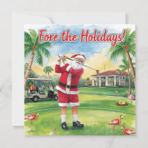 Golf God jul med Jultomten och flamingo